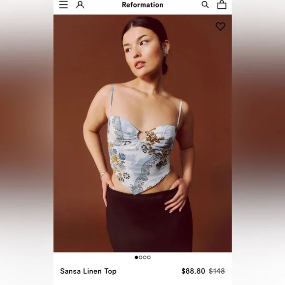 Reformation Sansa Linen Top Reign - Size 12 - Picture 1 of 4